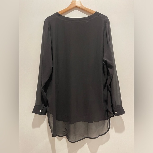 Ahlens Swedish V Neck Sheer Long Sleeve Gauzy Top Blouse size 10 / 12 Large EUC - Picture 7 of 10